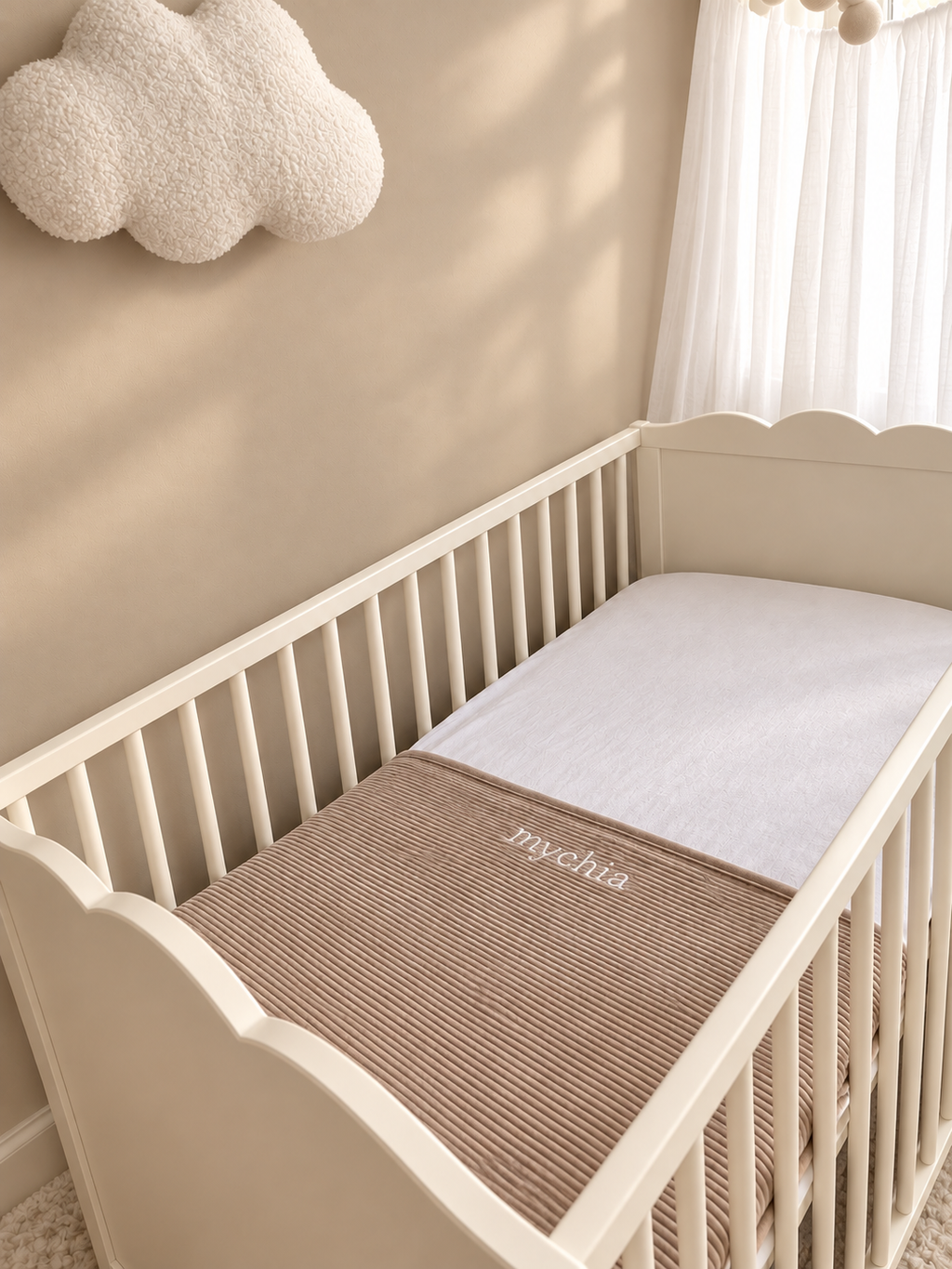 Gepersonaliseerde babydeken beige – 75 × 100 cm
