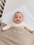 Gepersonaliseerde babydeken beige – 75 × 100 cm