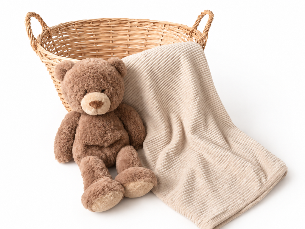 Gepersonaliseerde babydeken beige – 75 × 100 cm